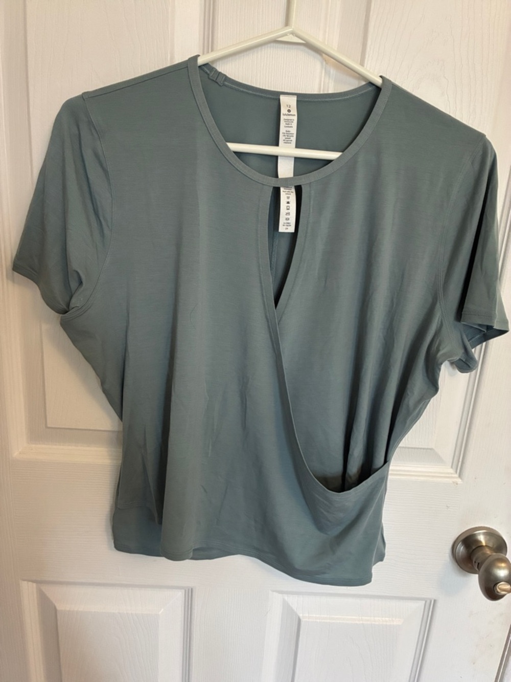 lululemon athletica Sage Green Short Sleeve Wrap Top